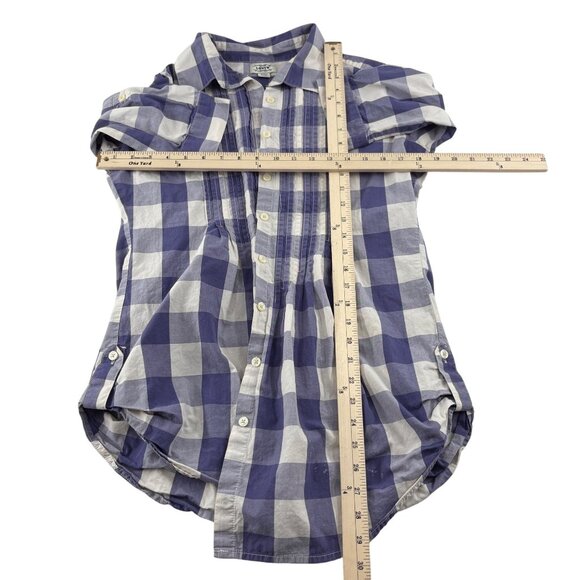 Levis Medium Blue White Plaid Cotton Shirt button up 3/4 sleeves Tunic - Picture 4 of 5